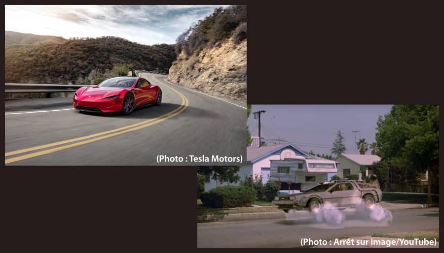 Tesla Roadster et DeLorean