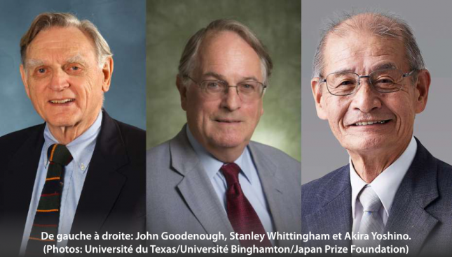 John Goodenough, Stanley Whittingham et Akira Yoshino