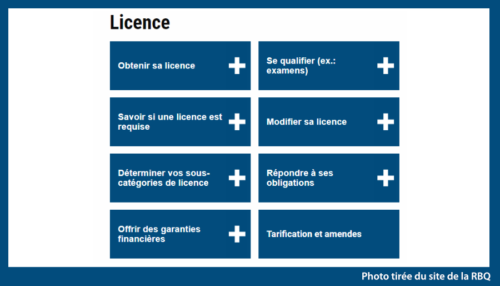 Licence RBQ